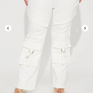 Fashion Nova White Utility Cargo Pants